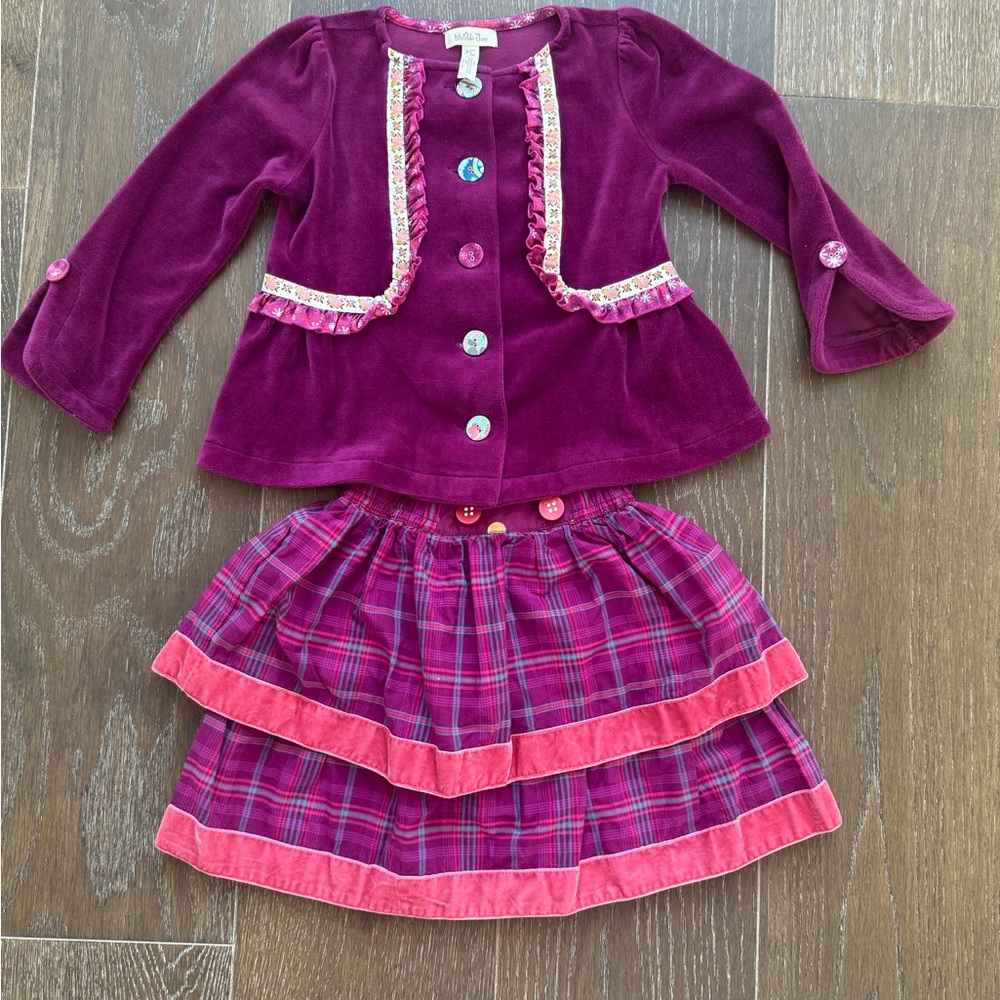 Matilda Jane Purple and Pink Velour Set Size 2 Great Condition